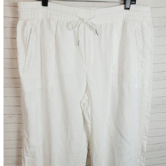 Athleta Retreat Linen Wide Leg Pants in White Calla Lily, sz 16 - Picture 3 of 16